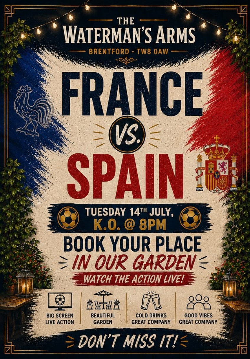 World Cup action France v Spain at the Watermans Arms in Brentford