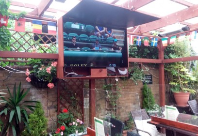 We now have a new big TV in the beer garden