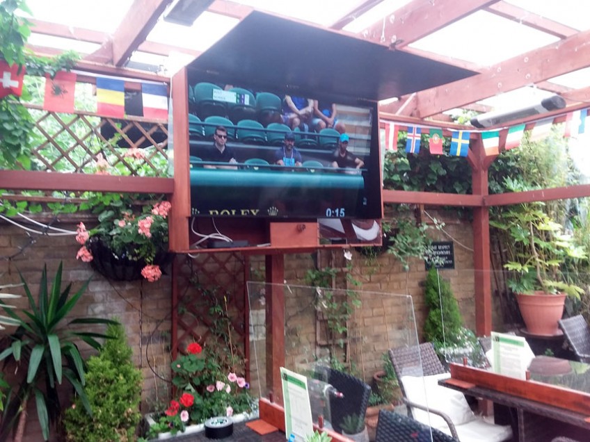 We now have a new big TV in the beer garden