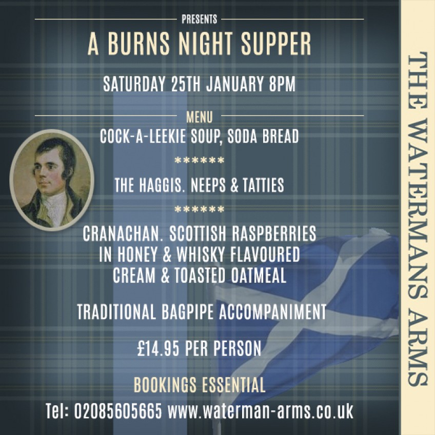Burns Night Supper Saturday 25th January 8pm
